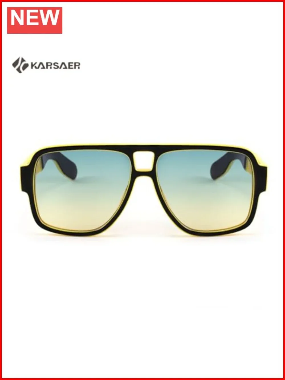 Retro Aviator Sunglasses Double Bridge Square Frame UV400 Protection